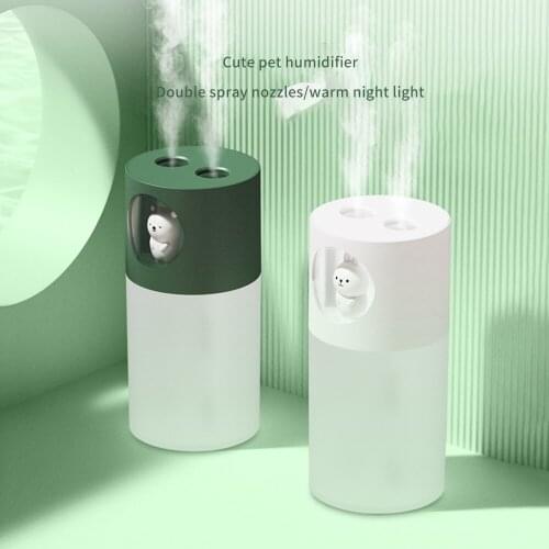 Household Double Spray Air Humidifier Cute Pet Cat Ultrasonic Aroma Essential Oil Diffuser With LED Night USB Humidifier