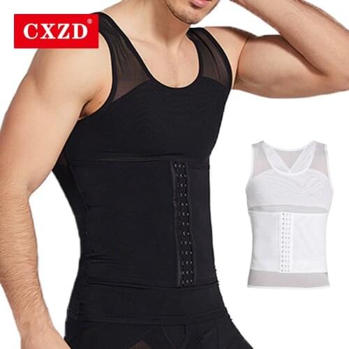 CXZD Front buckle Body Shaper Corrective Posture Belly Control Compression Man Modeling Underwear Invisible Corset shape vest