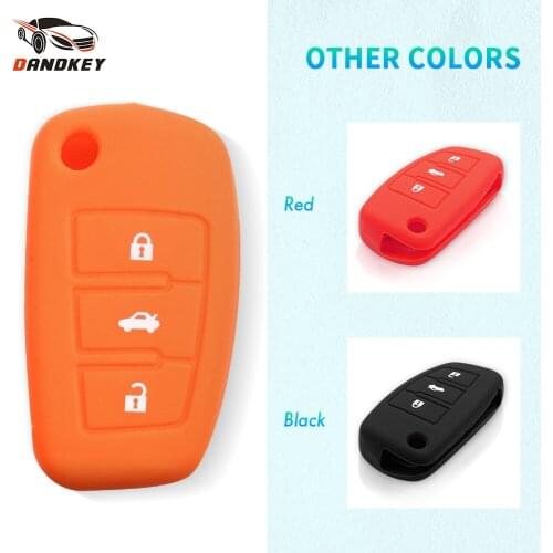 Dandkey Flip Silicone Key Case Fob For Audi A1 S1 A3 S3 A4 A6 RS6 TT Q3 Q7 2005 - 2013 Keyless Protector Remote Car Key Cover