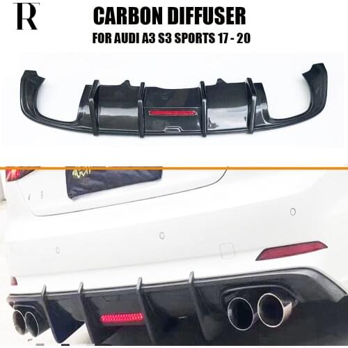 S3 Carbon Fiber Rear Bumper Diffuser With Led for Audi A3 Sline S3 2017 - 2020
