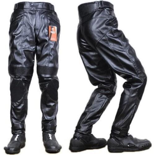 DUHAN PU DK05 Black Waterproof Windproof Imitation Leather Racing Sports Pants Motorcycle Motorcross Riding Protective Trousers