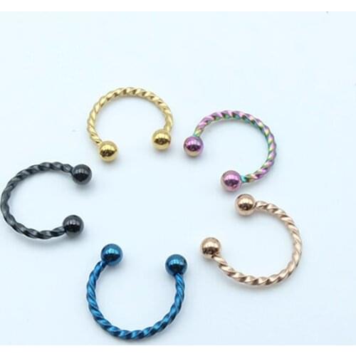 30pc/Lot Fashion Stainless Steel 16G Screw Twist Horseshoe Nose Rings BCR Septum Lip Piercing Falso Hoop For Women Punk Jewelry