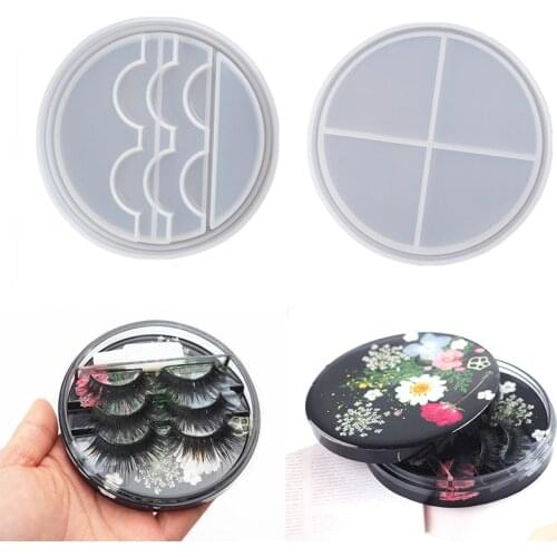 Circle Lash Book with Cover Mold Eyelash Holder Resin Molds DIY Silicone Eyelash Dish Moulds Jewelry Box Accessories Making Tool