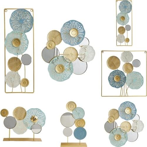 Fashion Mirrored Wall Sculpture Home Figurines Statues Cabinet Background Metal Wall Art Artwork Wall Hanging Artware Decor