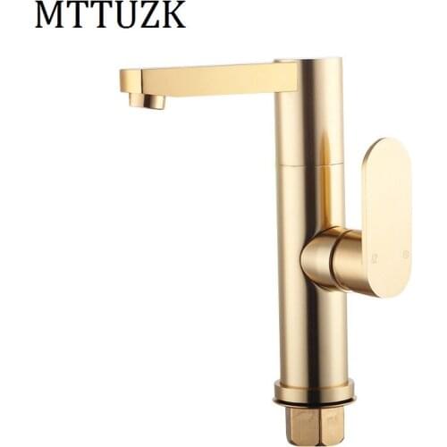 MTTUZK Bathroom faucet bathroom washbasin faucet golden Space aluminum basin faucet hot cold mixer taps round faucet