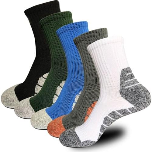Men Outdoor Quarter Socks Sport Thick Cotton Breathable Basketball Athletic Fitness Running Compression Winter Mid-Calf Socks