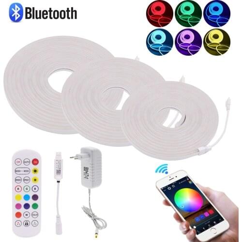 Bluetooth Neon Strip Flexible Light Tape SMD3535 RGB Color Changing Neon Rope Lights 96Leds/m Waterproof Ribbon Diode Music Sync