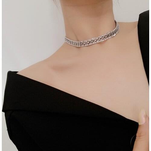 New Crystal Chain Patchwork Choker Necklaces for Women Colliers Metal Chain Statement Necklace Femal Collars Wholesale 2020