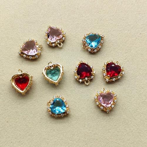 New arrival! 16X15mm 50pcs Zircon/Crystal Heart Shape Charm for Jewelry Making Earring DIY parts,Jewelry Findings & Components
