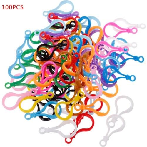100pcs Plastic Colorful Lamp Shape Buckle Snap Hook Lobster Clasp DIY Needlework Luggage Sewing Handmade Bag Purse Toy