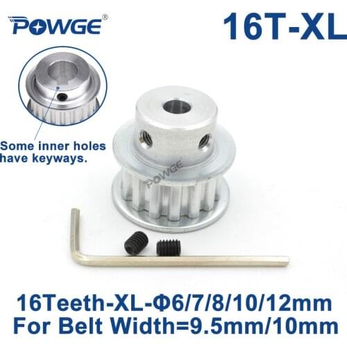 POWGE Trapezoid 16 Teeth XL Timing pulley Bore 5/6/6.35/7/8/10/12/14/15/16/17mm for width 10mm XL Synchronous Belt 16teeth 16T