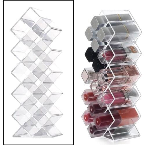 16 Slot Clear Acrylic Lipstick Stand Makeup Cosmetic Organizer