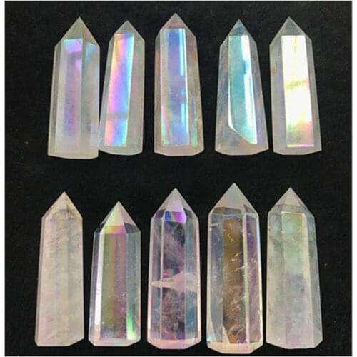 Aura Clear Quartz Wand Point Natural Stones Crystals Gems Healing Reiki Home Decoratione