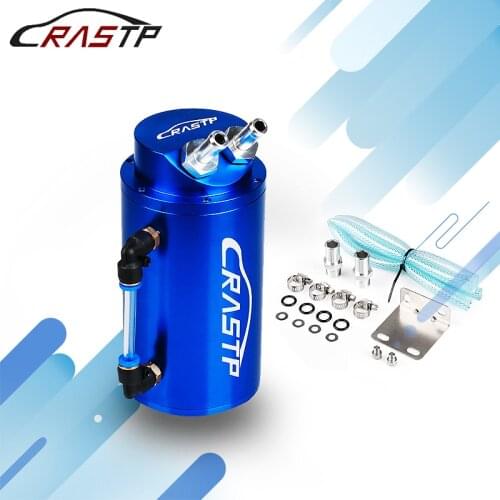 RASTP-New Round Oil Catch Can Tank Collector Fuel Tank Universal or Reservoir Polished Oil Catch RS-OCC019