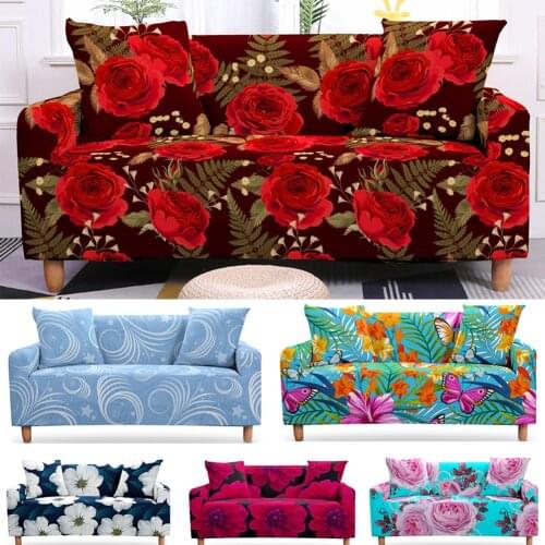 Stretch Sofa Cover Elastic 2/3 Seaters Couch Cover Bezug Slip Cover 3D Digital Flowers For Living Room Office Decoration