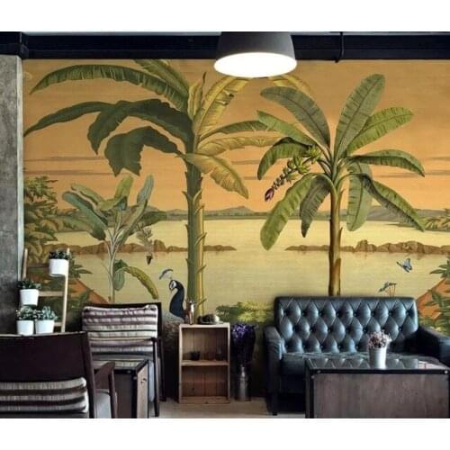 Custom Size Tropical jungle peacock Murals Modern 3D Photo Self Adhesive Wallpapers Painting Living Room TV Sofa Bedding Room