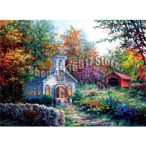 Countryside landscape Full Square Drill 5D DIY Diamond Painting Fall Cabins, Cottages Embroidery Cross Stitch Mosaic Home Decor