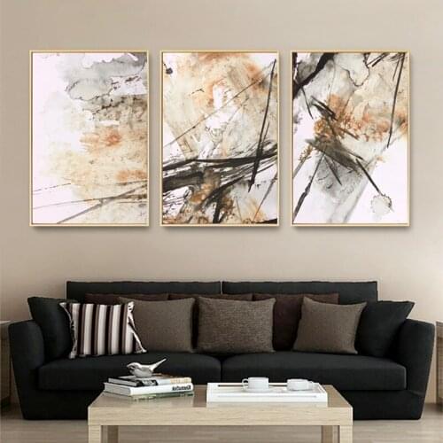 Modern Minimalist Abstract Decorative Orange Black Ink Oil Painting On Canva Bedroom Living Room Home Wall Art Decor