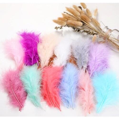Turkey Feathers 4-6 Inches 10-15cm Chicken Plumes Turkey Marabou Feather for Carnival Halloween Christmas DIY Craft Decor 50pcs