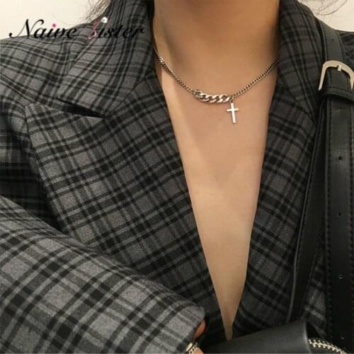 Vintage Cross Chokers Necklaces for Women Girls Party Jewelry Punk Metal Accessories Korean Style Short Link Chain Femme Bijoux