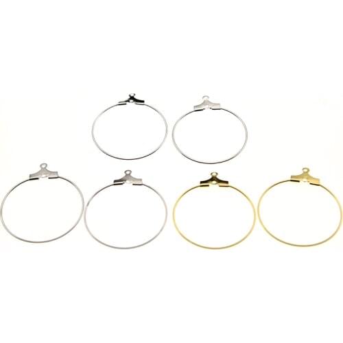 20pcs Silver Gold Copper Earring Clasp Clips Ladies Round Loop Hoop Circle Earrings Wire Hooks Diy Jewelry Material Z1063