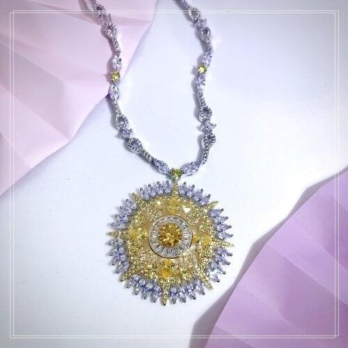 Stylish Expensive Necklace Ball Lady Yellow Necklace Blue Accessories High Quality Free Shipping Online Celebrity The Banquet
