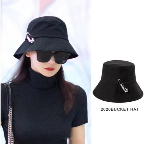 Star same style diamond pin fisherman hat autumn winter Bucket hat Bonnet peaked cap Panama hat bonnet Fishing hat chapeu bucket