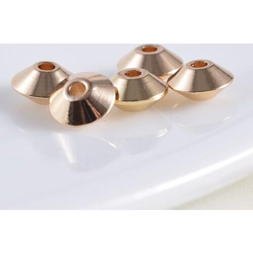 100pcs DIY charm 6*3mm copper bead for bracelet insulation gold conical loose bead holes accessories wholesale