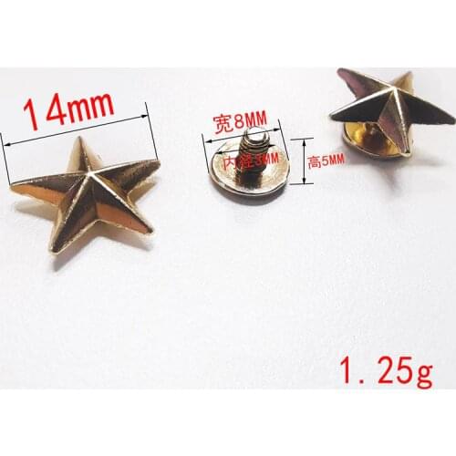 100 Pcs / Lot 4 Color DIY Convex Five Pointed Star Rivet Shoe Accessories Hardware Screw Decoration For Leather Craft Bag Belt