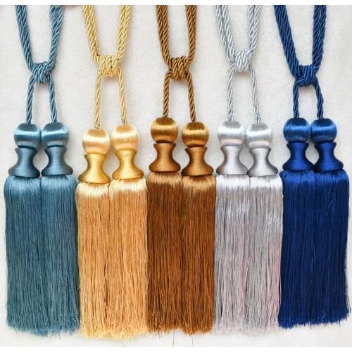 2Pcs 4 Balls Curtain Tassel Brush Tower Straps Tiebacks Hanging Bind Ropes Belt Ball Buckle Holder Curtain Accessory Tieback