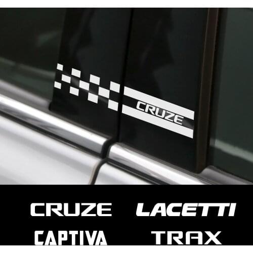 2PCS Car Stickers B Pillar For Chevrolet Lacetti Cruze Captiva Equinox Trax Impala Camaro Z71 Sonic Spark Sail Aveo SS Malibu