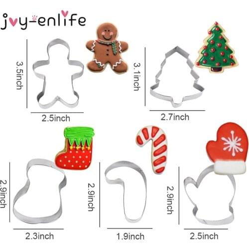 3/5/8pcs set Stainless Steel Christmas Cookie Cutters Gingerbread House Man Christmas Tree Baking Cake Biscuit Fondant Mold