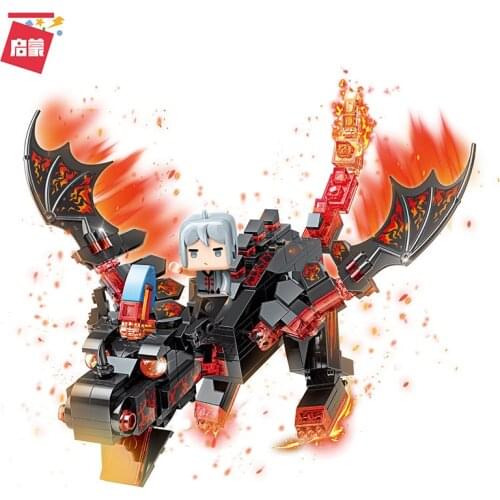 331pcs Nlightenment 72013 Lava Black Dragon Cartoon Anime Assembled Model Children Assembled Building Block Toy Gifts