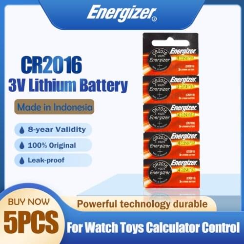 5PCS Energizer CR2016 CR 2016 3V Lithium Battery DL2016 ECR2016 Button Coin Cell Battery For Toy Watch Car Key Remote Calculator