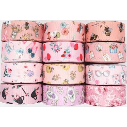 5 Yards 1'' 25MM Flowers /Fields And Gardens Printed Grosgrain Ribbons For Hair Bows DIY Handmade Materials Y2020051502