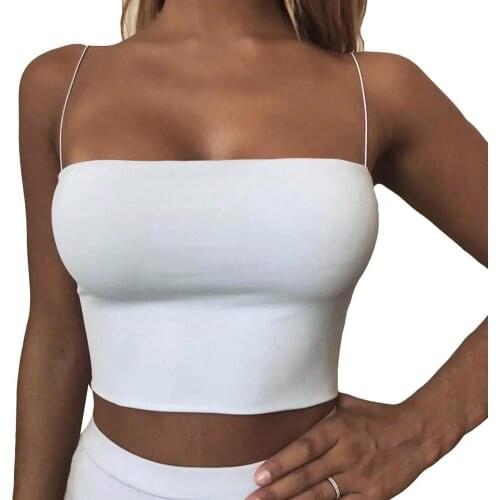 80% HOT SALES!!! Summer Sexy Women Solid Color Camisole Slim Backless Spaghetti Strap Crop Top