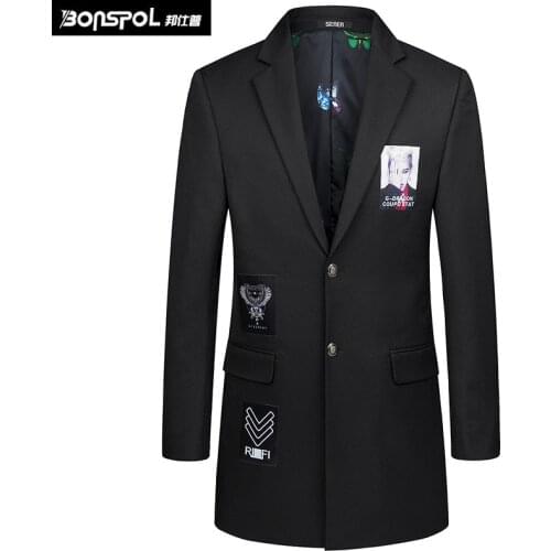 Brands BONSPOL Mens Suits Fashion Stamp Leisure Coat Young Classic Suit Male Jacket New Arrival Business Jackets Wedding Suits