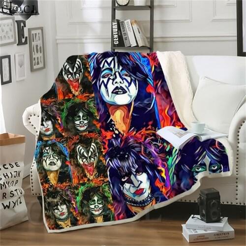 Double Layer Blankets for Beds KISS Rock Band 3D Blanket Kids Thick Quilt Home Fashion Decoration Office Throw Blankets