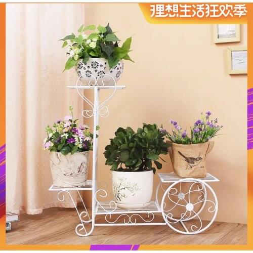 European new wrought iron flower shelf rack home floor-style living room green flower pot shelf multi-layer indoor flower stand