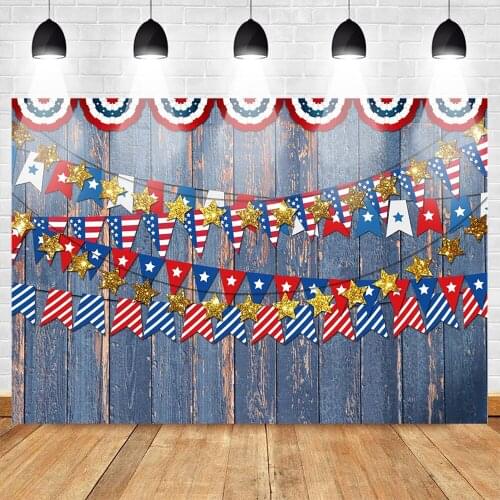 Neoback Wood Floor Backdrop Birthday Party Background Celebration Independence Day Backdrops for Photography Photophone Stars
