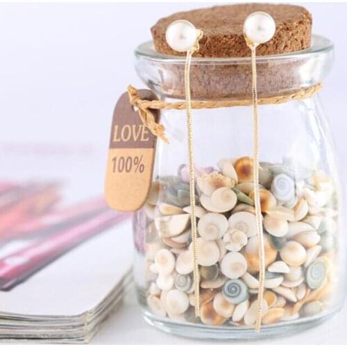 Jisensp Bohemian Style Lovely Pearl Long Chain Ear Jackets Geometric Triangle Round Stud Earrings Fashion jewelry for Women