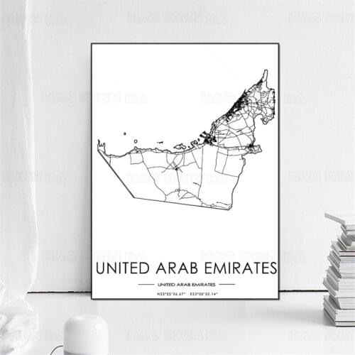 World City Map The United Arab Emirates Poster HD Print Wall Art Canvas Painting Nordic Poster for Home Interior decor painting