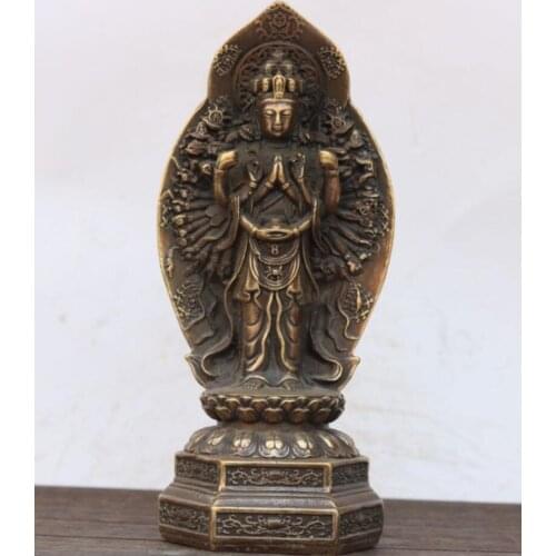 China archaize brass thousand hand Guanyin crafts statue
