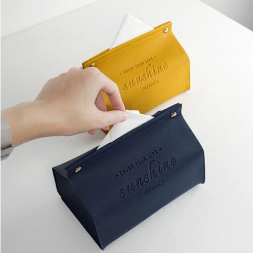 Leather Tissue Box Car Toilet Pumping Box Home Living Room Decoration Bedroom Kitchen Desktop Nordic Large Storage Box