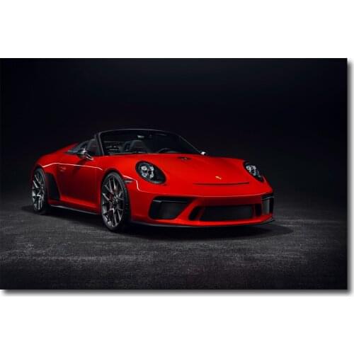Red 911 Convertible Super Car Printed Wall Art Canvas Poster Framed Painting for Room Decor