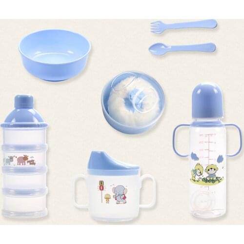 2020 HOT 0-3 years old newborn bottle set New baby safe non-toxic outing supplies teapot kettle bowl spoon fork food storage box