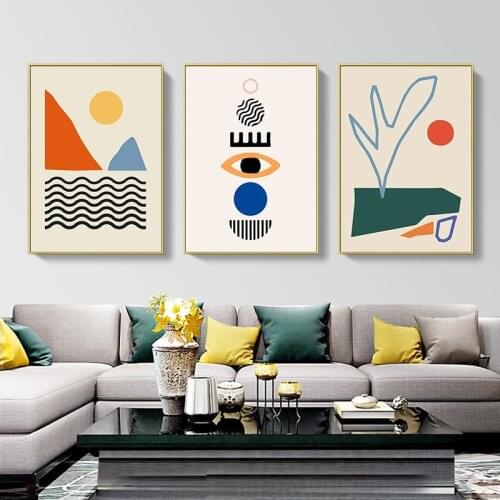 3 Pieces Nordic Wall Art Print Geometric Colorful Poster Canvas Painting Modern Abstract Pictures for Bedroom Home Decoration