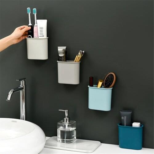Hanging Bathroom Kitchen Utensil Box Toothbrush Storage Rack Holder Tools Gadget Sink Soap Brush Bathroom Organization New #20