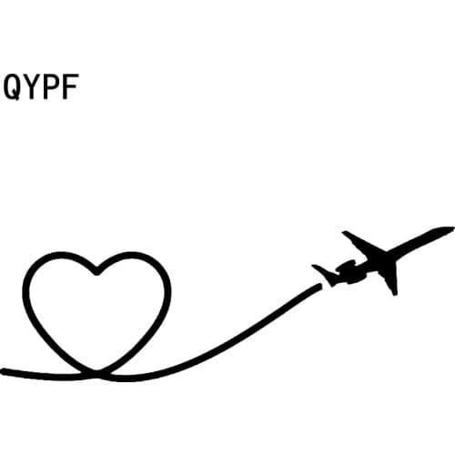 QYPF 18.4cm*6.2cm Delicate Flying Plane Trail Of Heart Love Vinyl Car Sticker Clever Decal Diverse Graphical C18-0623