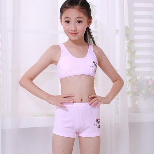 Development of girls underwear girls cotton underwear students no rims sports bra bra and panty set pack plus size
